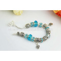 Sweet charm bracelet Silver chain glass bead crystal bracelet